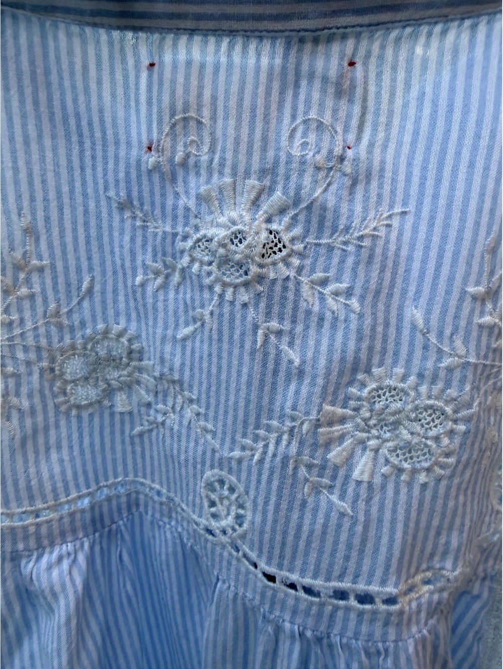 Xirena Women's Blue and White Striped Cotton Blouse with Embroidered Details, L - Picture 8 of 9